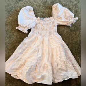 MINKPINK Cream Smocked Sundress with Puff Sleeves